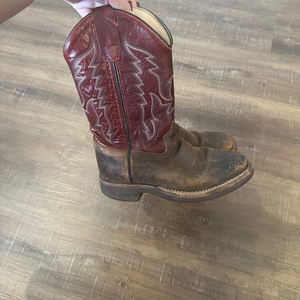 Smoky Mountain Boots‎ Kids Brown Burgundy Leather Western Cowboy Boots 13.0 D